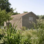 Clay tiles envelop prefabricated Studio Shed in the Netherlands